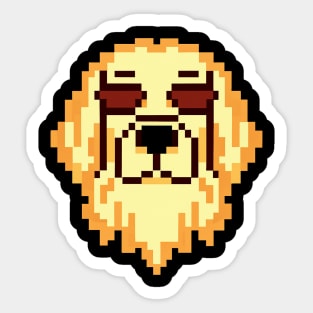 Hipster Golden Retriever Pixel Art Dog Lover Retro Sticker